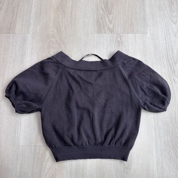 Brown Cardigan Shrug with Puff Sleeves, S - Picture 5 of 7